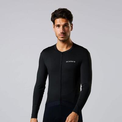 Thermo fleece fietsshirt heren wielerjack lange mouwen wielerkleding fietsjas
