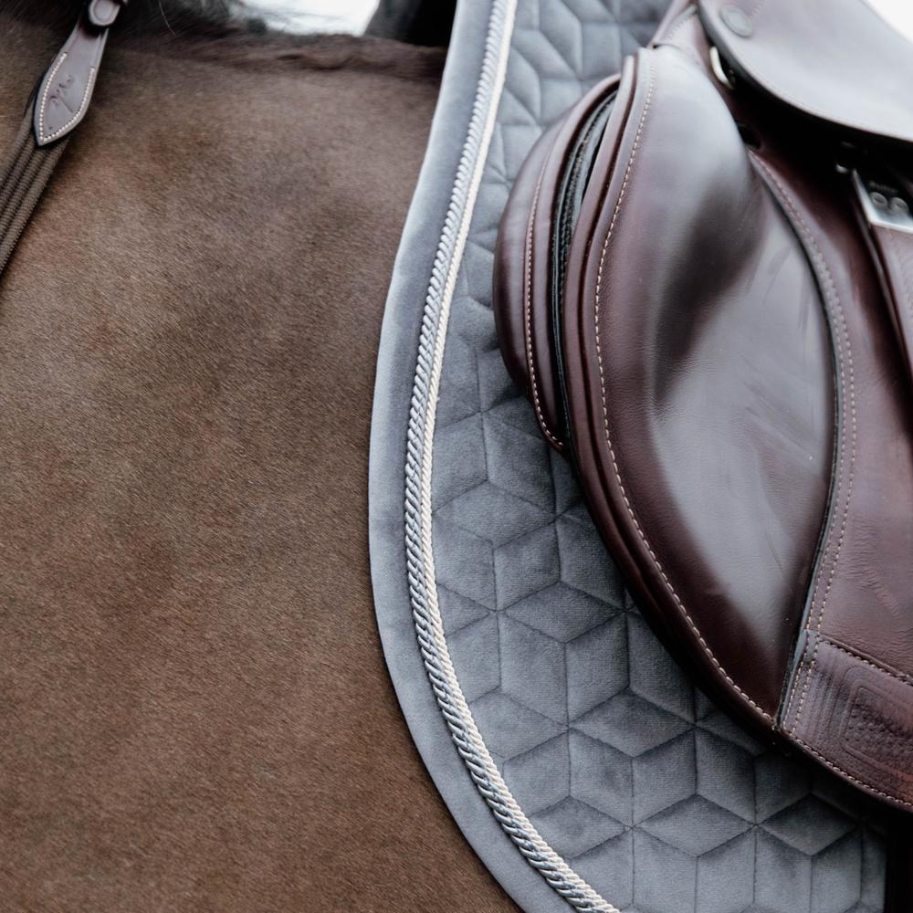 Tapis de selle basic velours gris 3/5