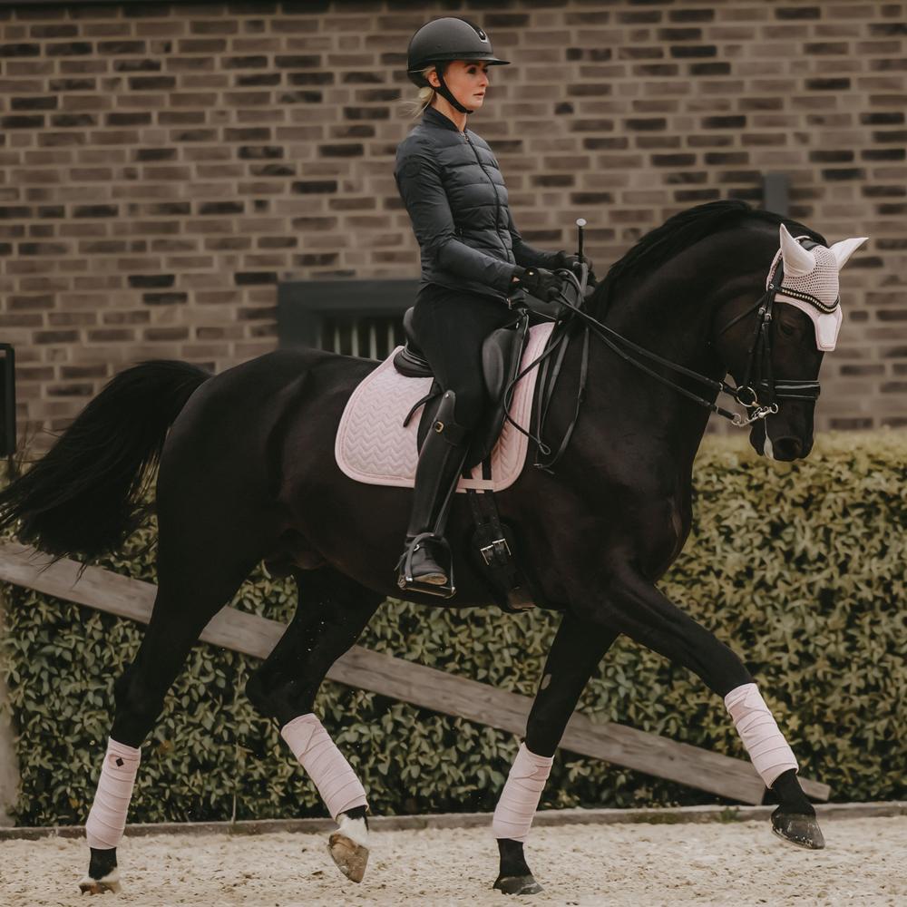 Tapis de selle velours pearls dressage rose tendre 5/7
