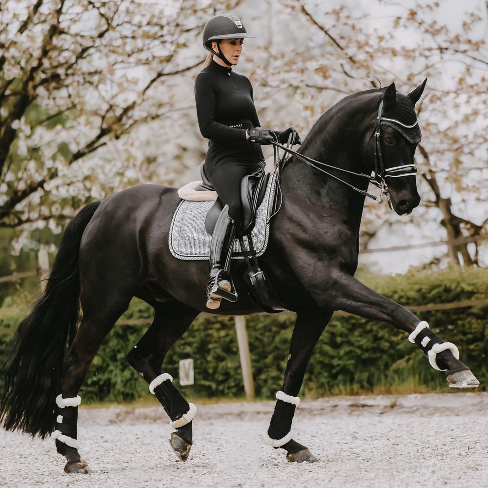 Tapis de selle pied de poule dressage noir 4/5