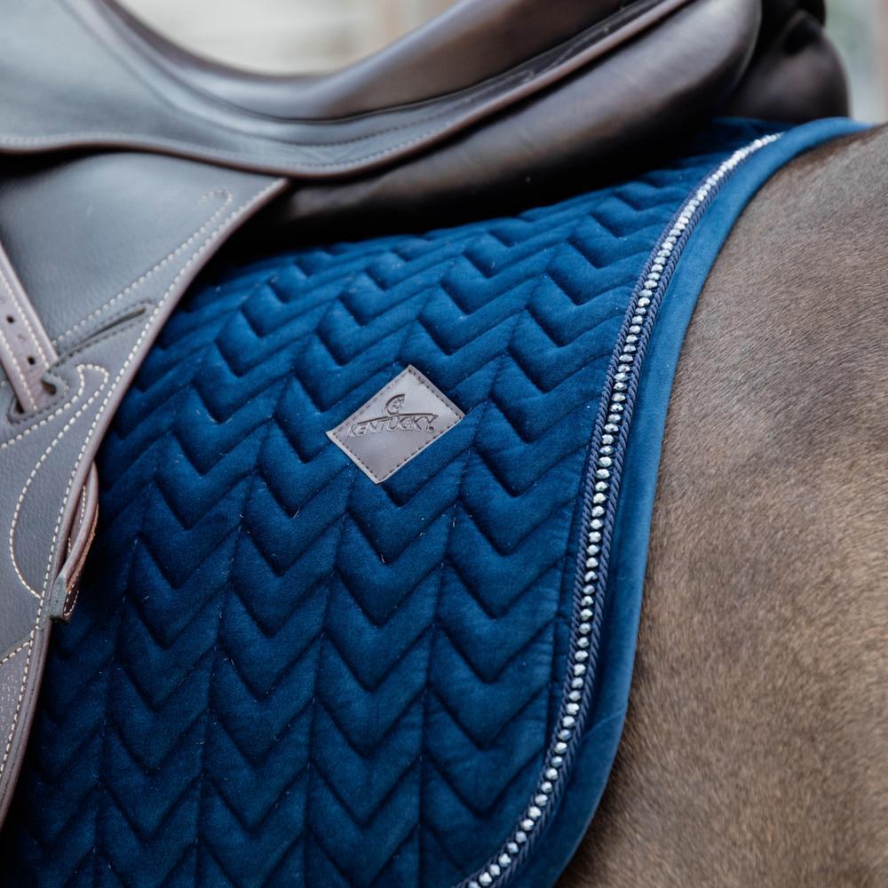 Tapis de selle velours pearls dressage marine 4/5