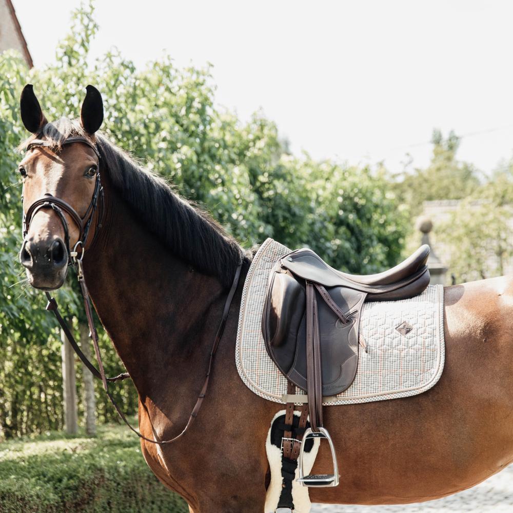 Schabracke Pied-de-Poule dressage beige 3/4