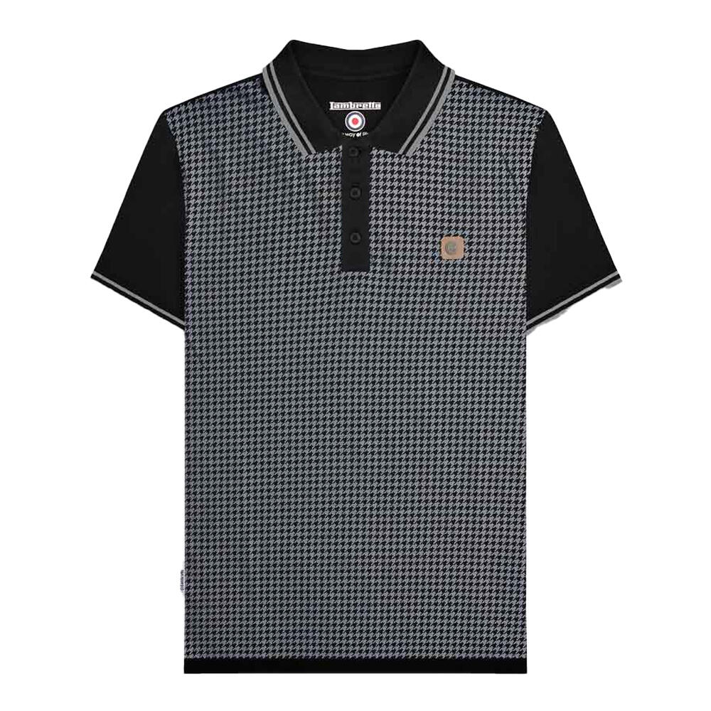 Lambretta Mens SS24 Houndstooth Polo Shirt