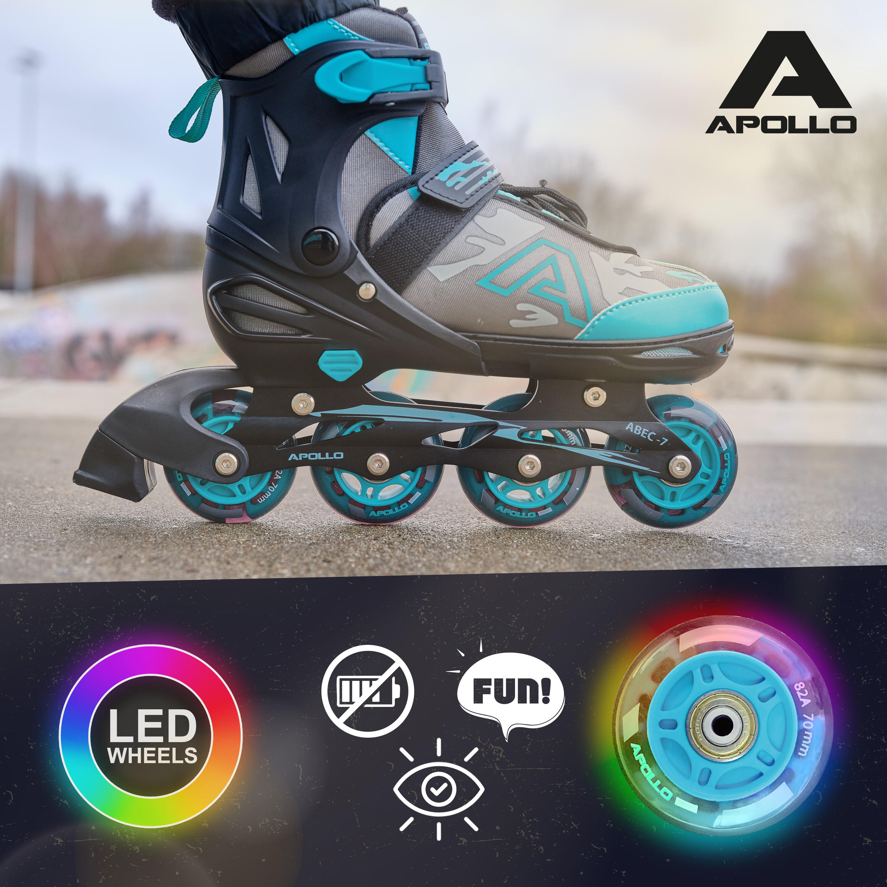 Pattini in linea Apollo Champion – misura regolabile con ruote LED 3/7