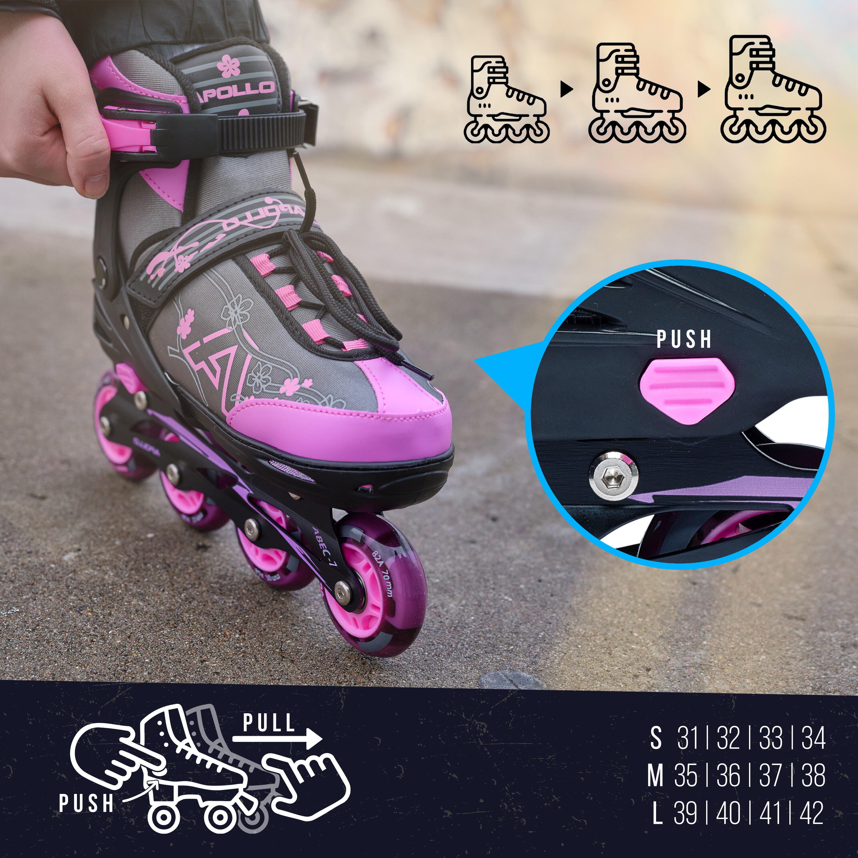 Apollo Inline Skates Champion – maat verstelbaar met LED-wielen 2/7