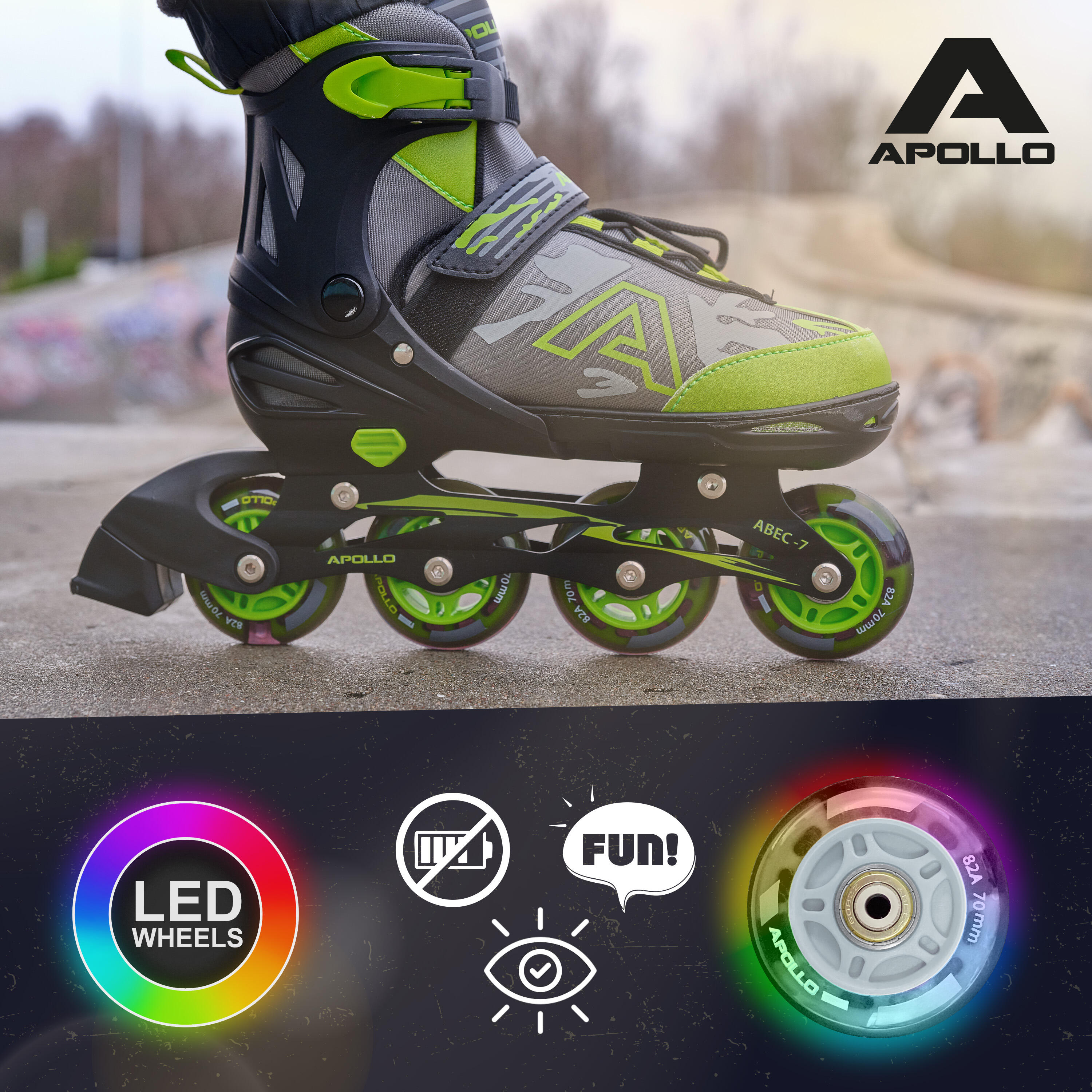 Apollo Inline Skates Champion – maat verstelbaar met LED-wielen 3/7