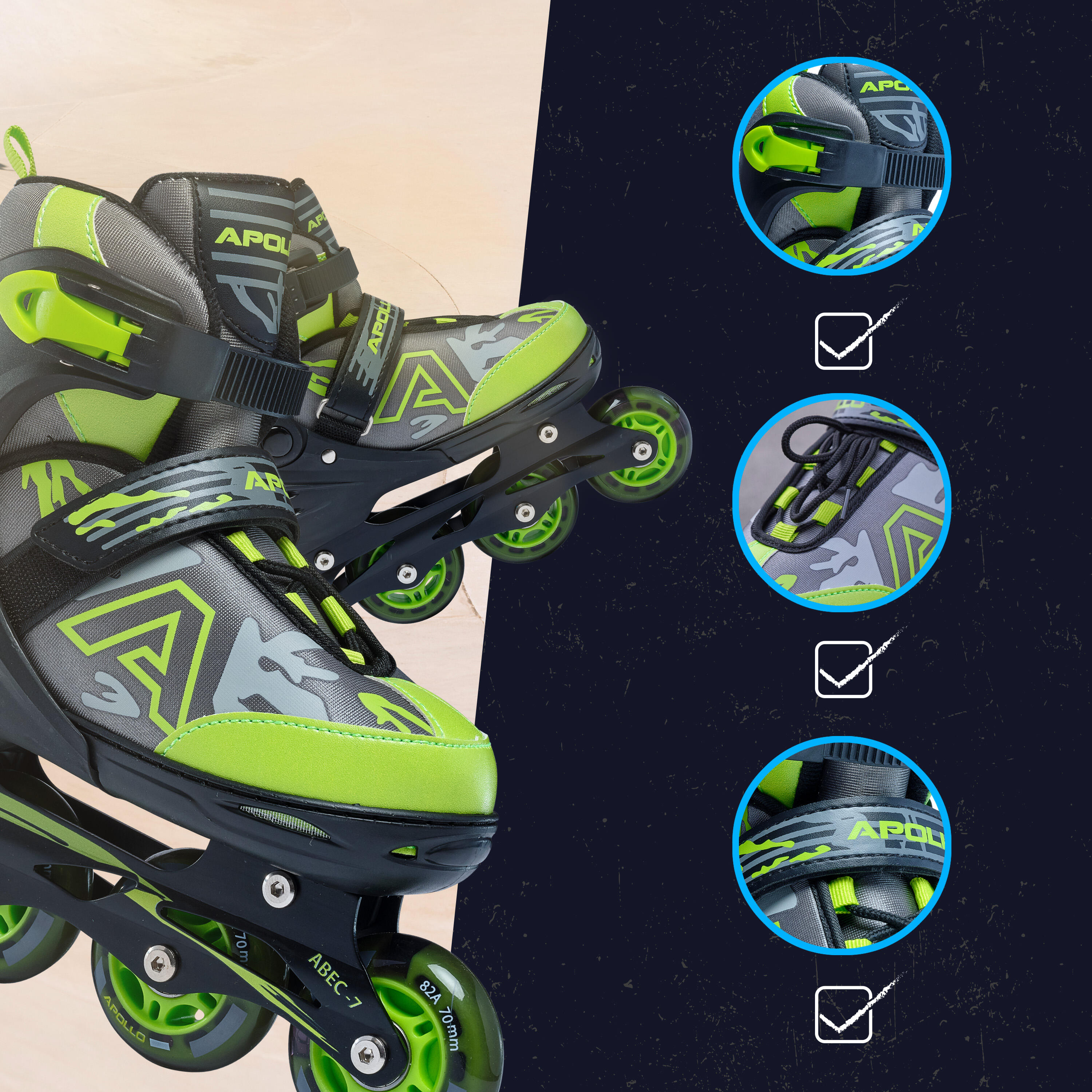 Apollo Inline Skates Champion – maat verstelbaar met LED-wielen 4/7