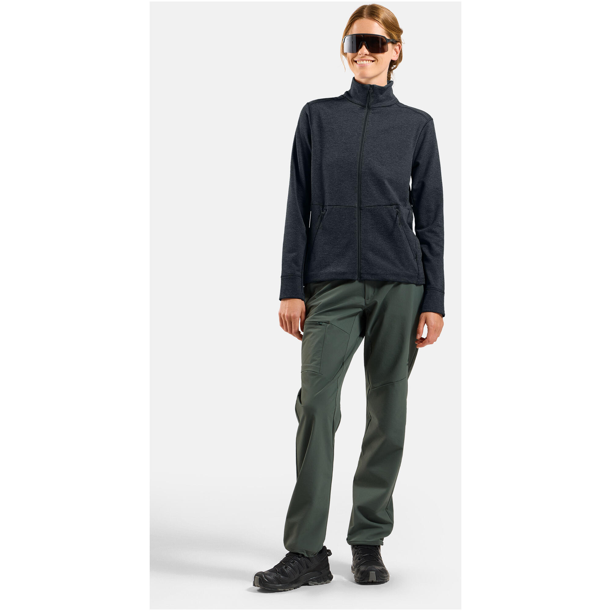 Bluza bez kaptura rozpinana Odlo Mid layer full zip GRID FLEECE 3/7