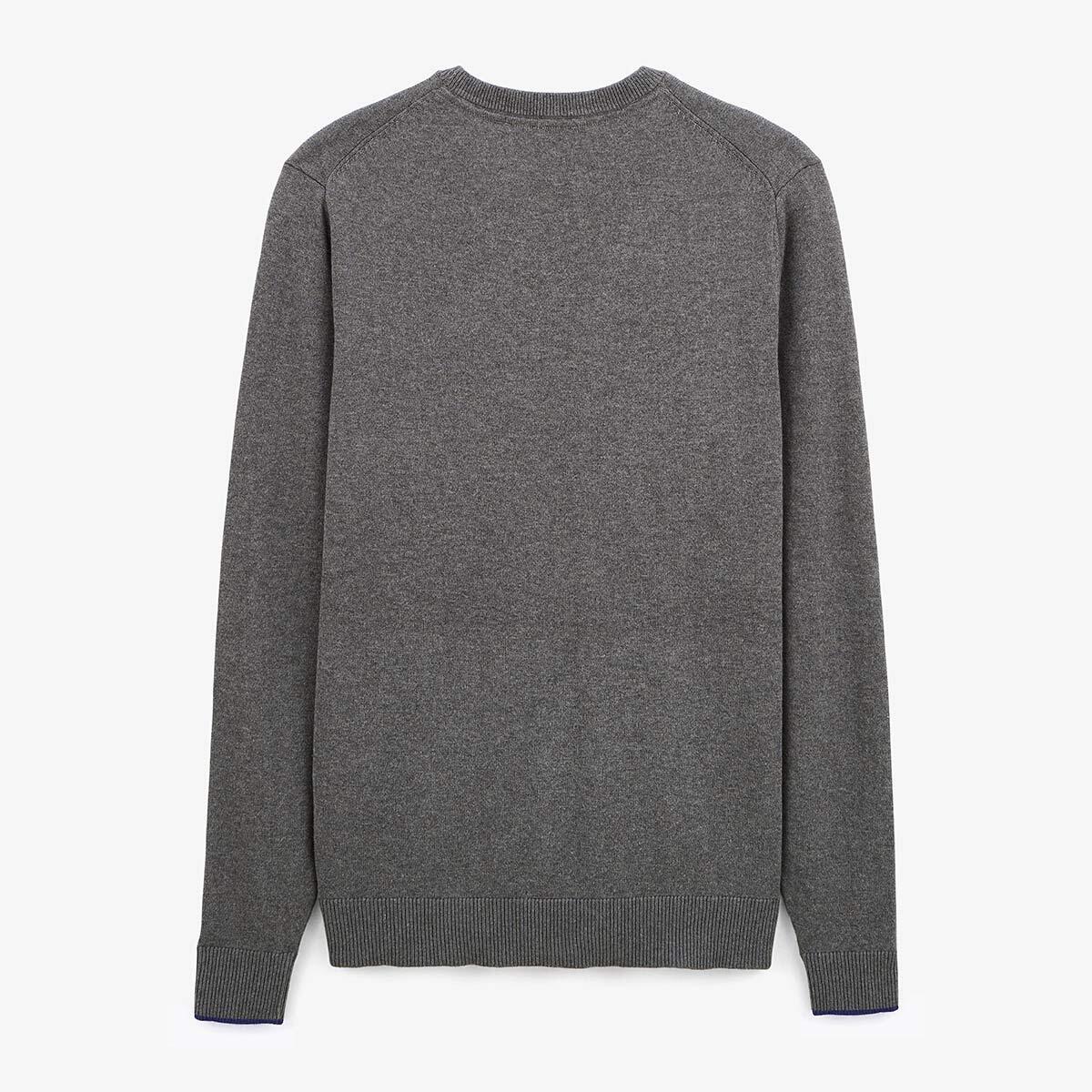 Pull avec col rond avec bande au poignet gris 2/4