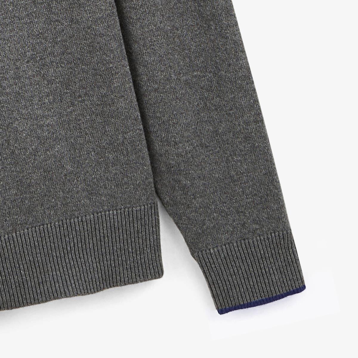 Pull avec col rond avec bande au poignet gris 4/4