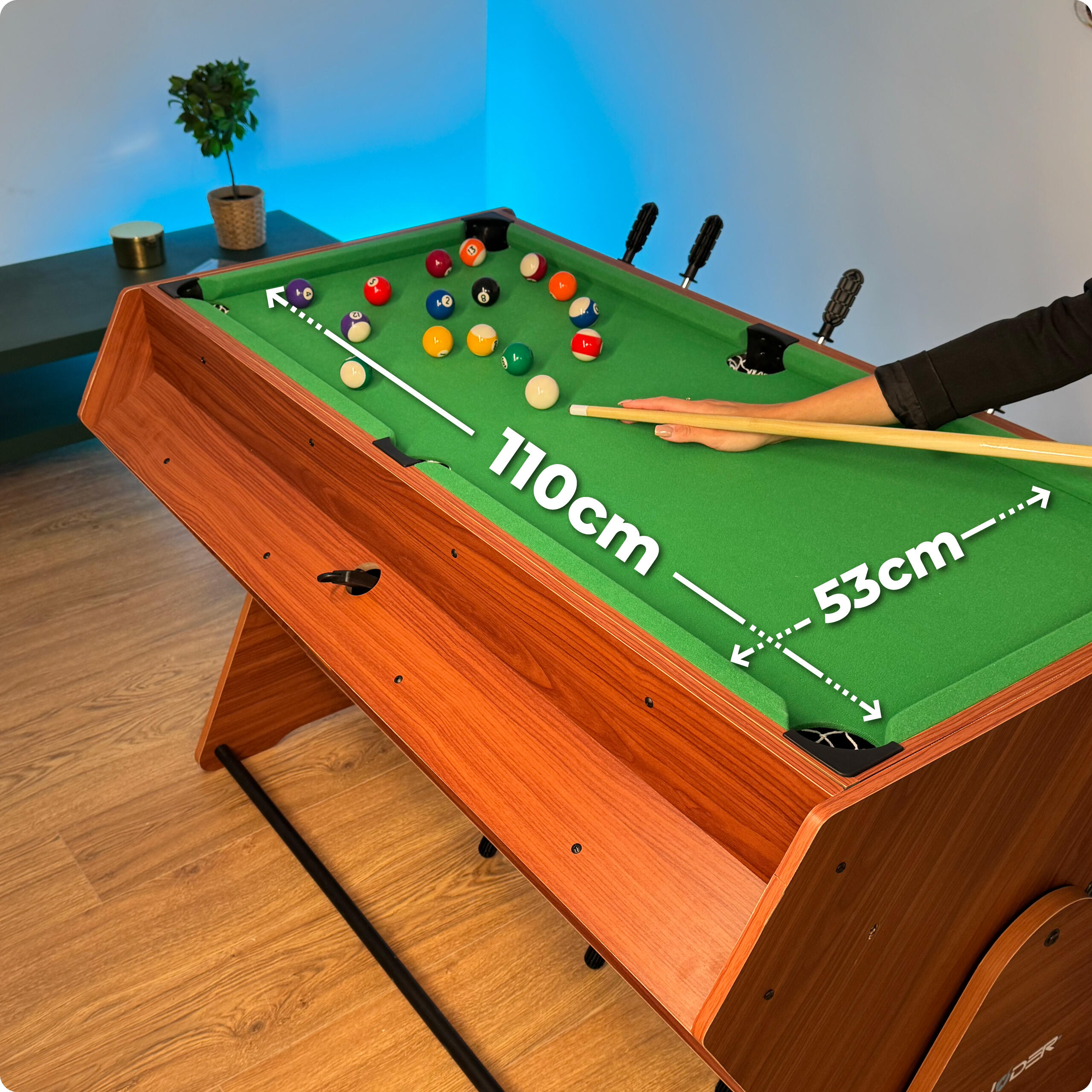 Table de billard, air hockey et football de table THUNDER SMART 3-en-1 rotative 3/7