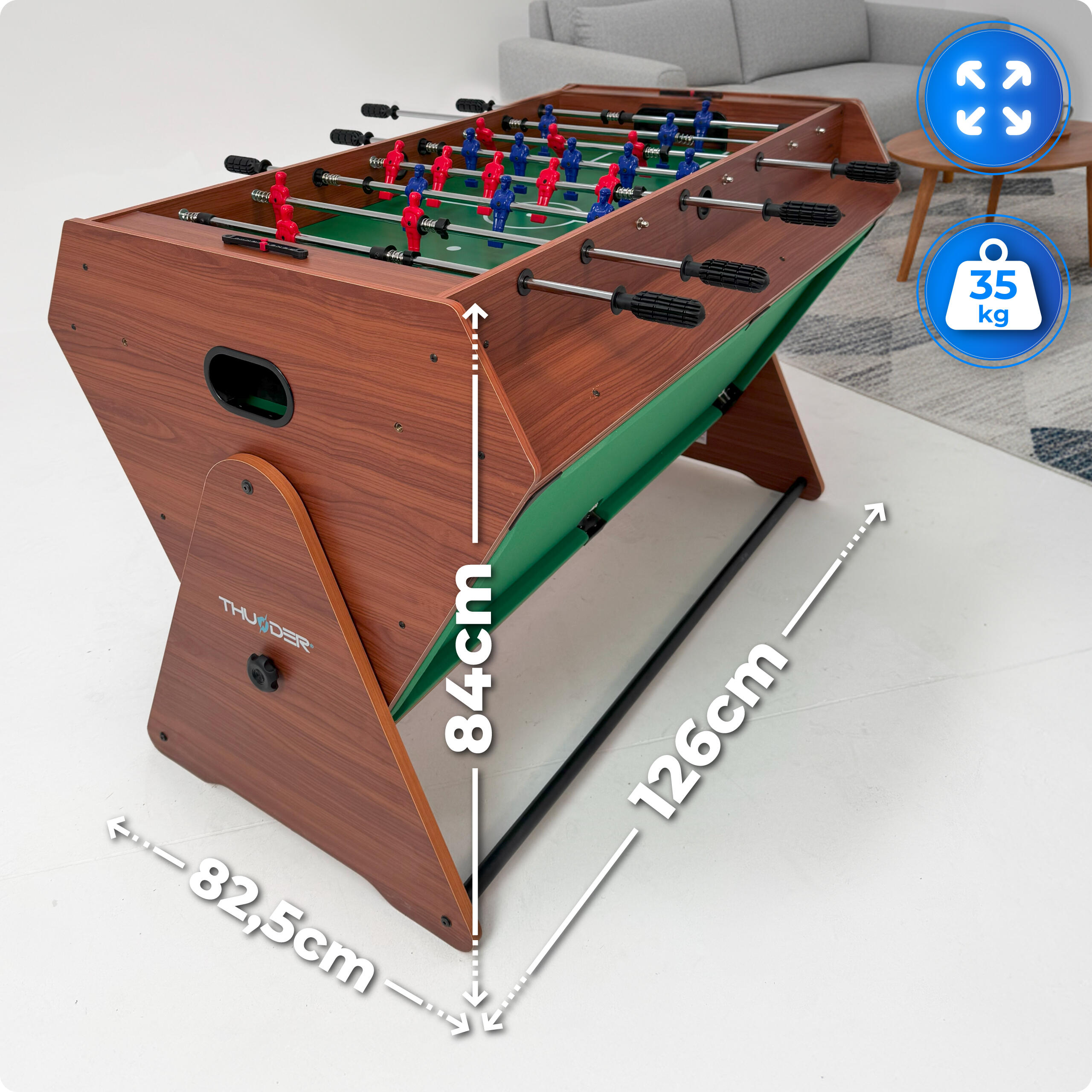 Table de billard, air hockey et football de table THUNDER SMART 3-en-1 rotative 2/7