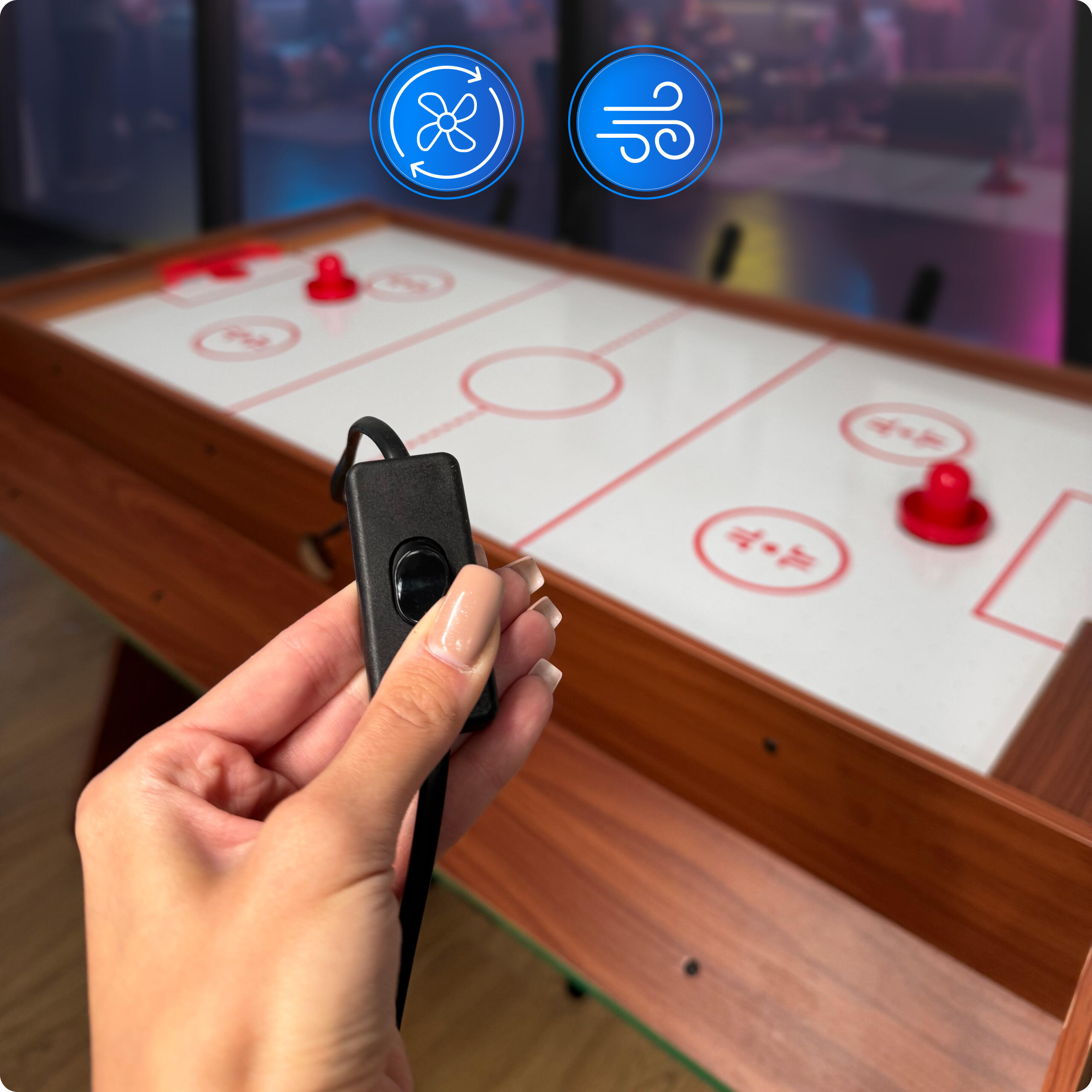 Table de billard, air hockey et football de table THUNDER SMART 3-en-1 rotative 6/7