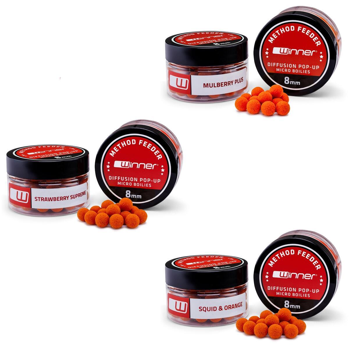 Przynęty do metody Diffusion Micro Boilies 8mm/20g Zestaw 3 sztuki Owocowy Mix