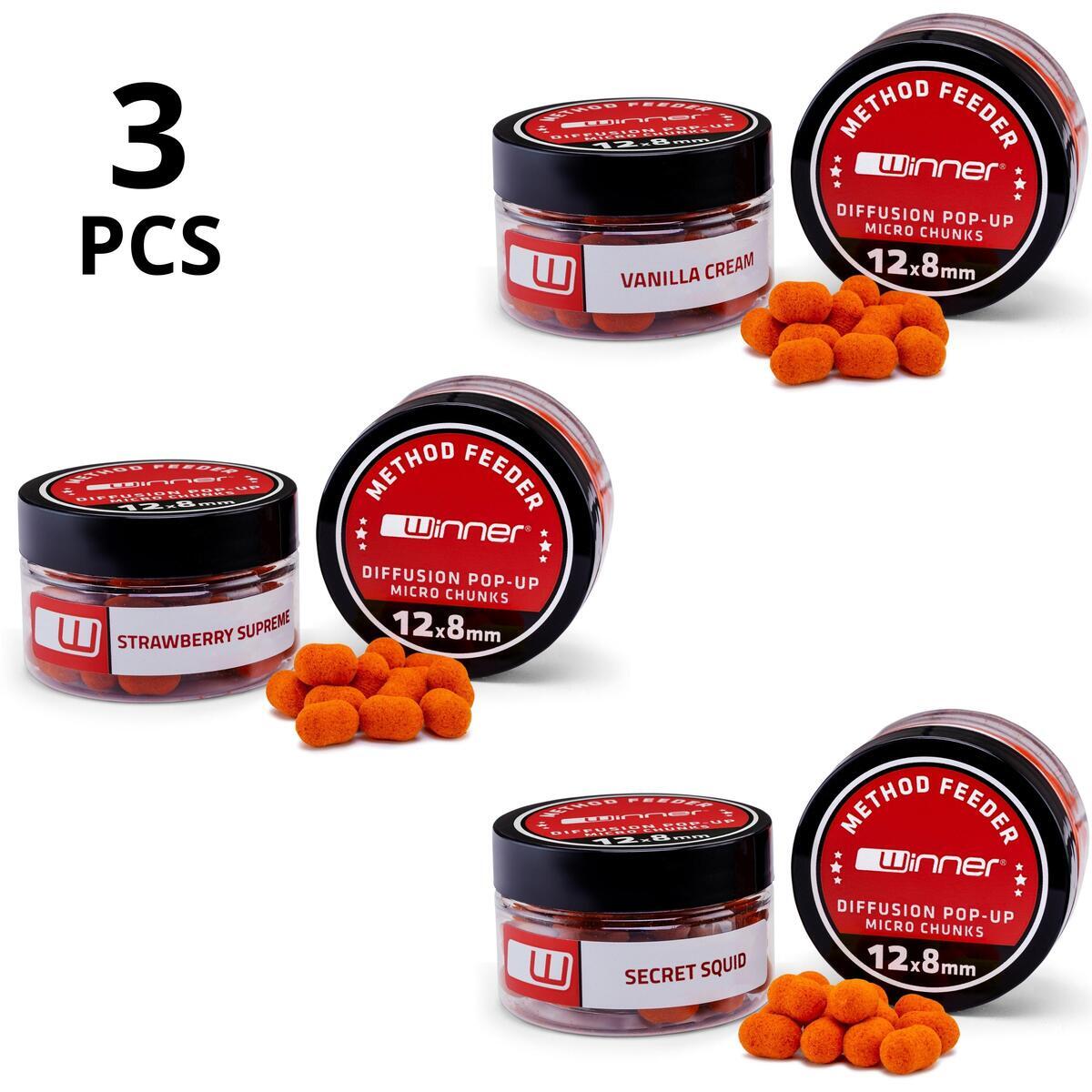 Przynęty do metody Diffusion Micro Chunks 8mm/20g Zestaw 3 sztuki Mix