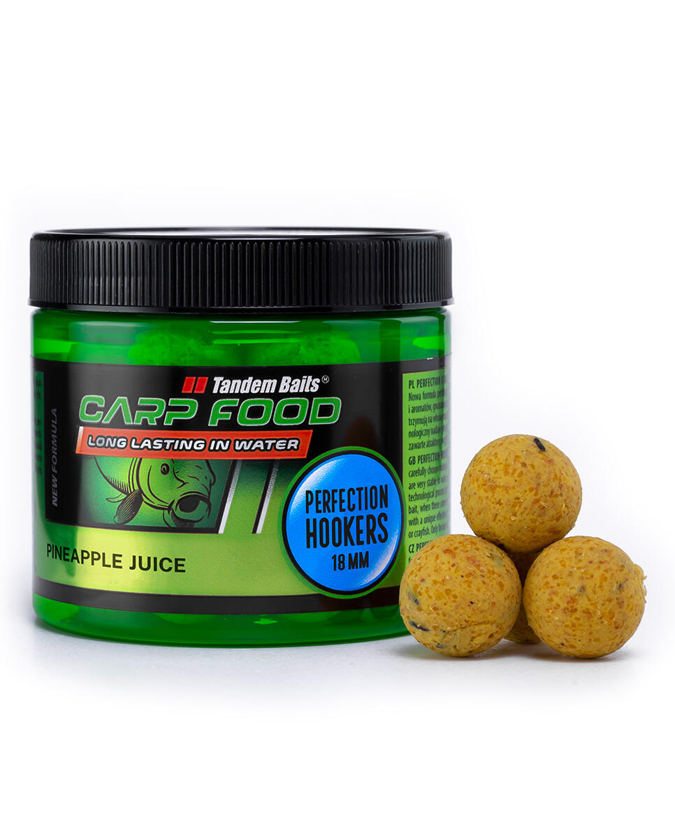 TANDEM BAITS Chytací boilies Carp Food Perfection Ananasový džus 18mm 120g