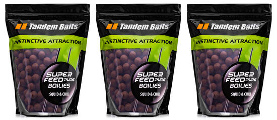 SuperFeed Pure Boilies Squid & Chili 18mm 1kg 3-Pack Set