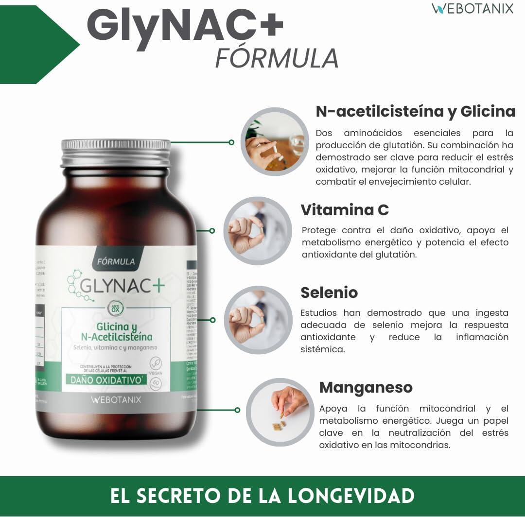 Fórmula GlyNAC+ com NAC, Glicina, Vitamina C e Selénio – 60 cápsulas 6/7