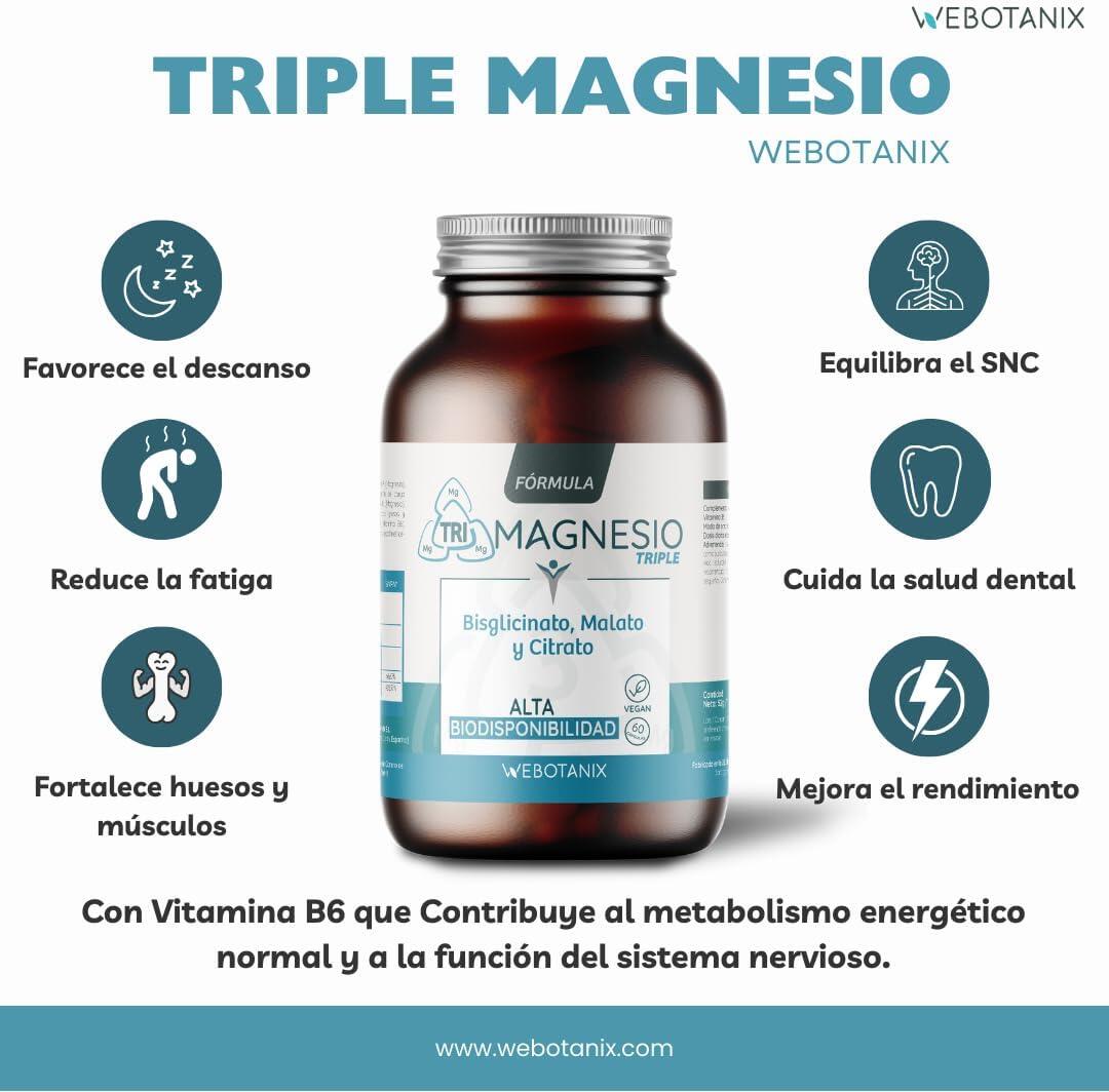 WeBotanix Triple Magnesio Fórmula 60 capsulas 3/7