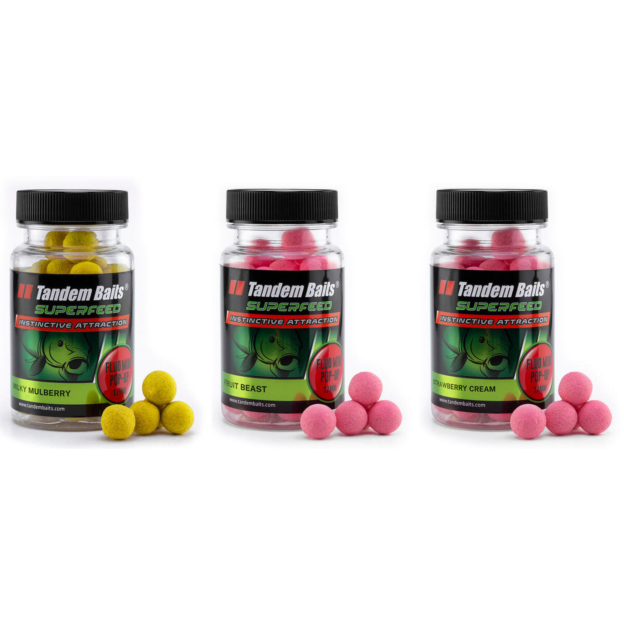 TANDEM BAITS Plovoucí boilies SuperFeed Fluo Mini Ovocné 12mm 30g 3ks
