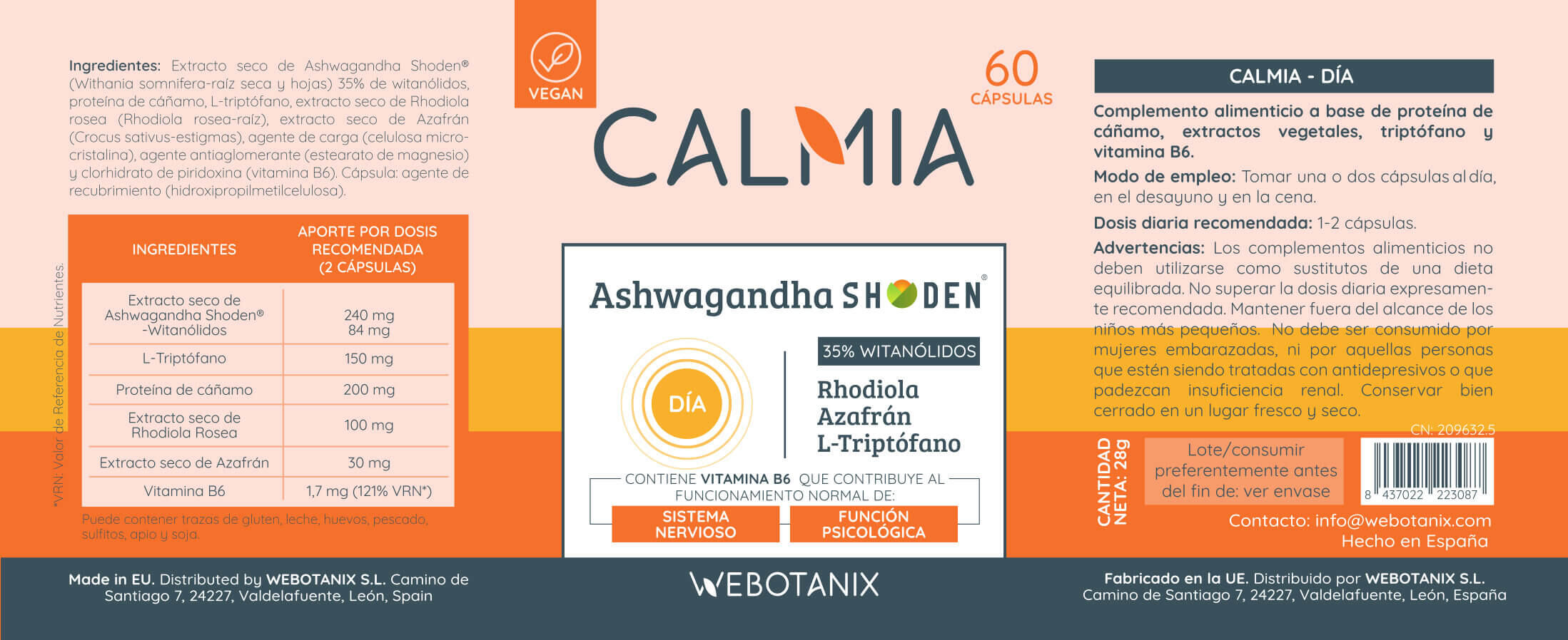 Calmia Day com Shoden® Ashwagandha, Açafrão e Rhodiola – 60 Cápsulas 6/6