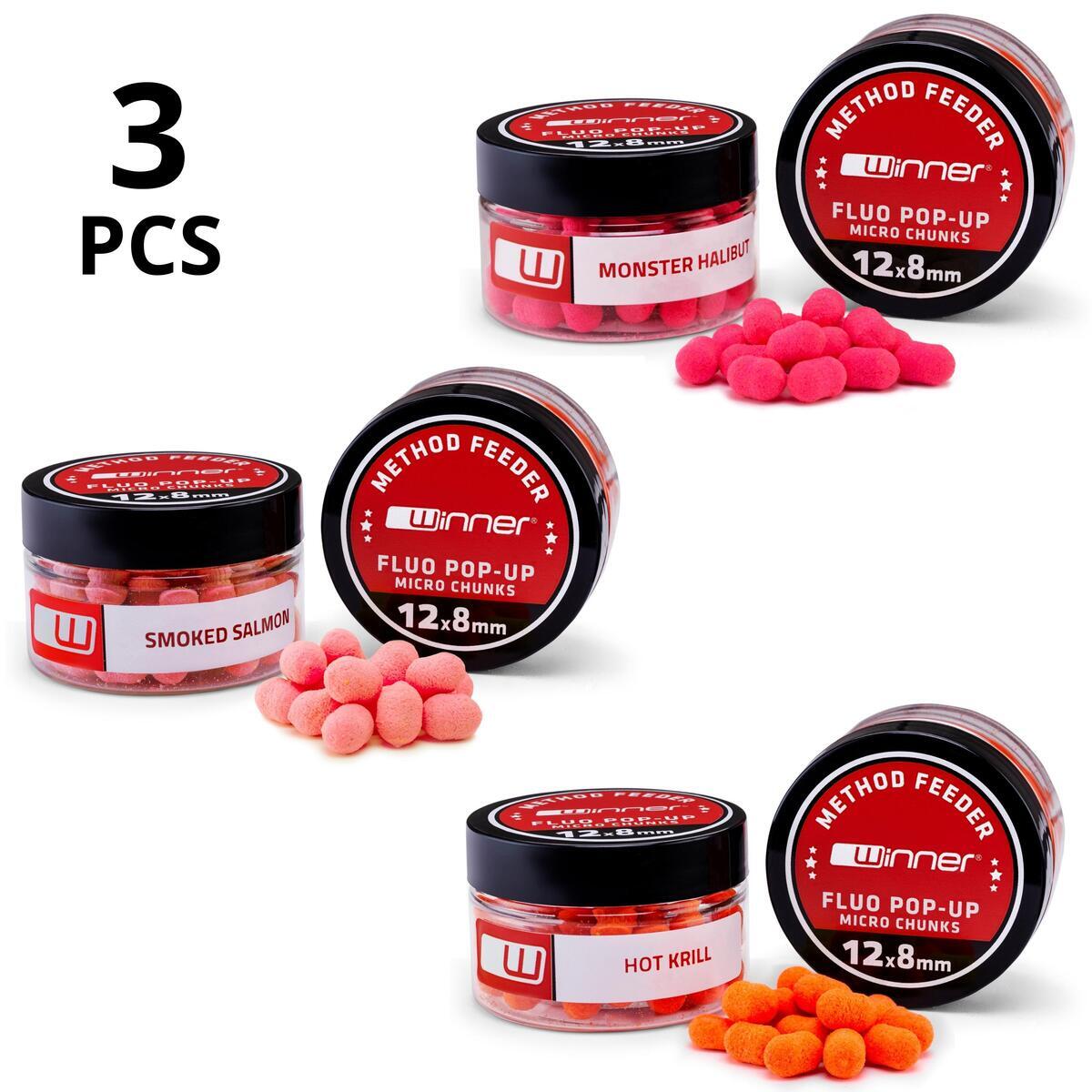 Mikro Fluo Chunks przynęty do metody20g – Zestaw 3 sztuki Rybny Mix