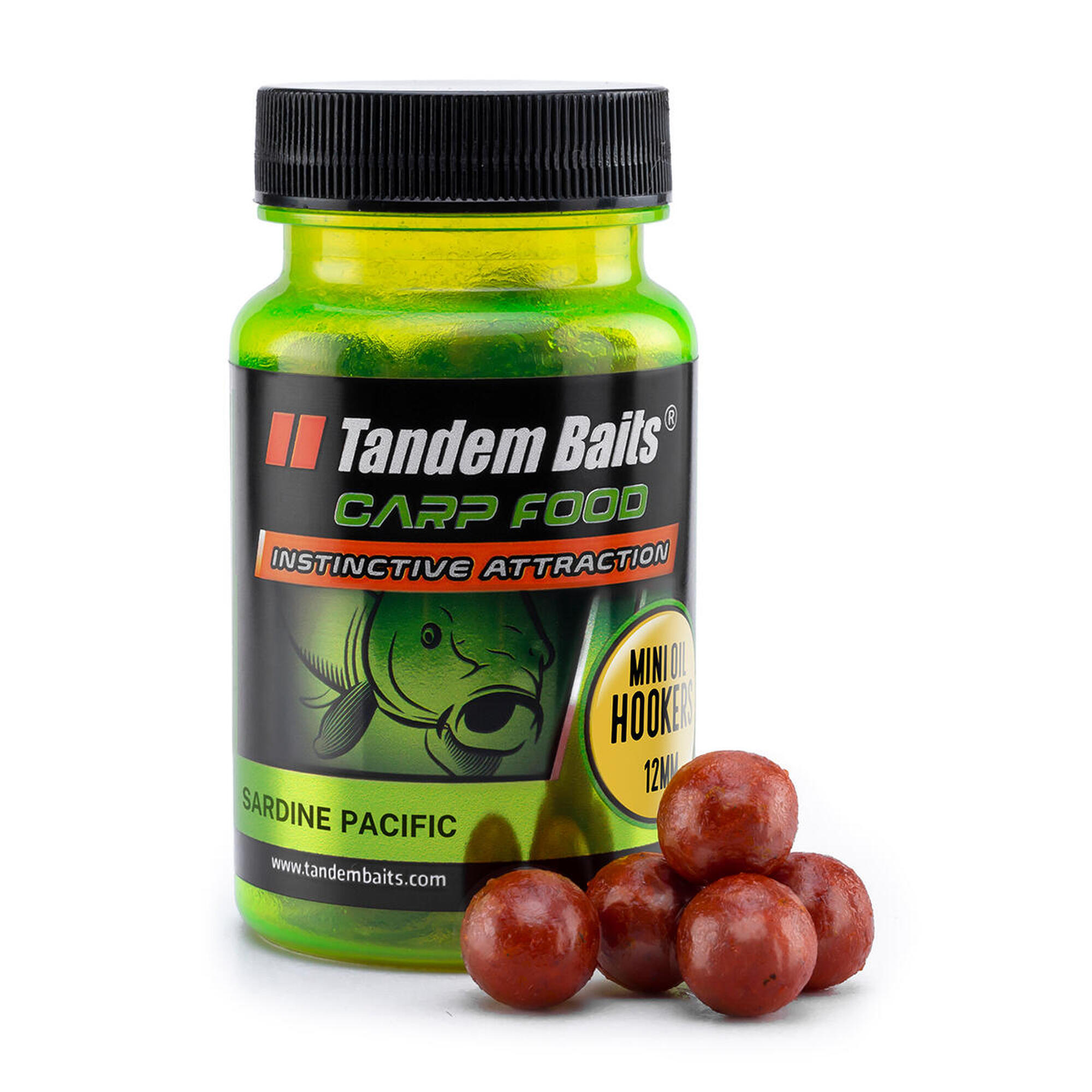 TANDEM BAITS Chytací boilies v dipu Carp Food Oil Mini Sardinka 12mm 50g