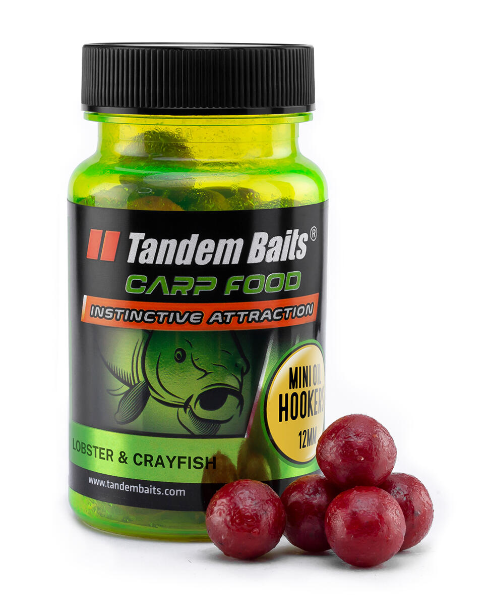 TANDEM BAITS Chytací boilies v dipu Carp Food Oil Mini Humr & Rak 12mm 50g
