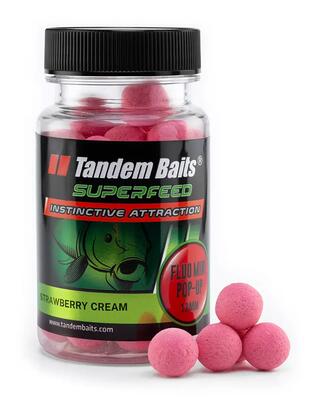 Superfeed fluo pop-up mini boilies aardbei crème 12mm 30g