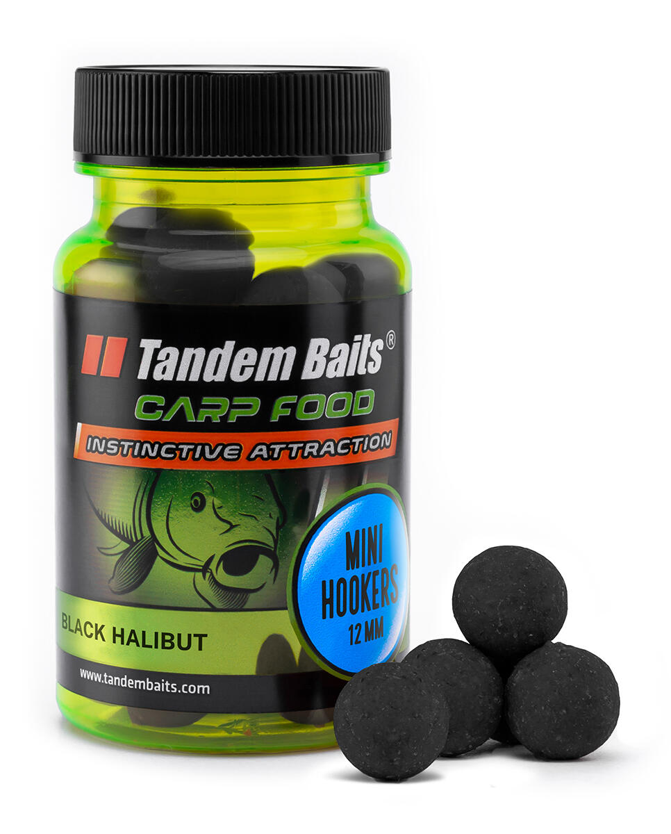 TANDEM BAITS Chytací boilies Carp Food Perfection Černý Halibut 12mm 50g