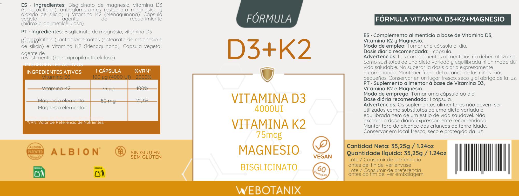 WeBotanix Vitamina D3+K2 Fórmula 60 cápsulas 7/7