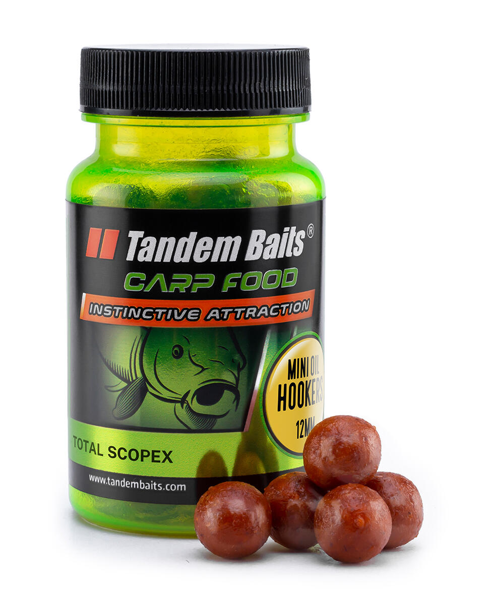 TANDEM BAITS Chytací boilies v dipu Carp Food Oil Mini Scopex 12mm 50g