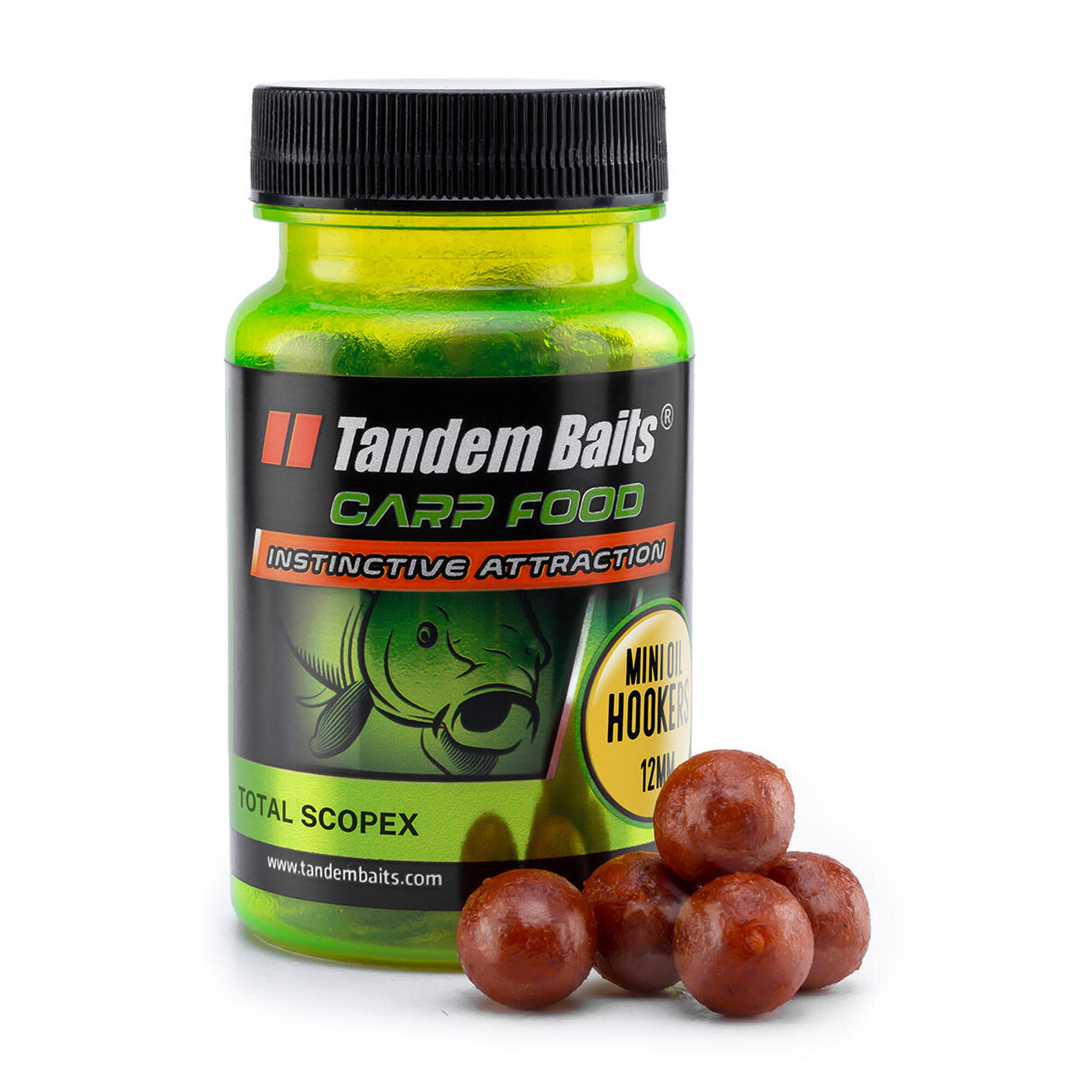 TANDEM BAITS Chytací boilies v dipu Carp Food Oil Mini Scopex 12mm 50g