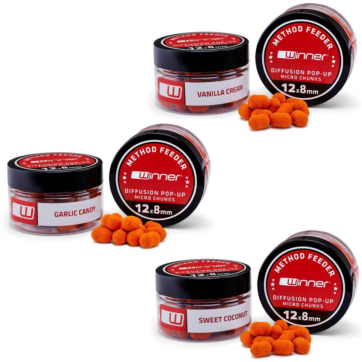 Przynęty do metody Diffusion Micro Chunks 8mm/20g Zestaw 3 sztuki Słodki Mix