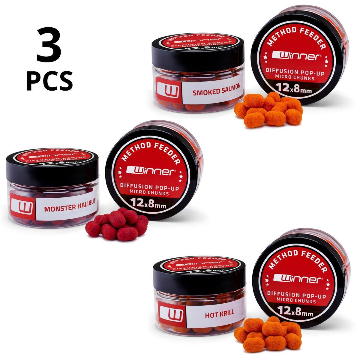 Przynęty do metody Diffusion Micro Chunks 8mm/20g Zestaw 3 sztuki Rybny Mix 2/7