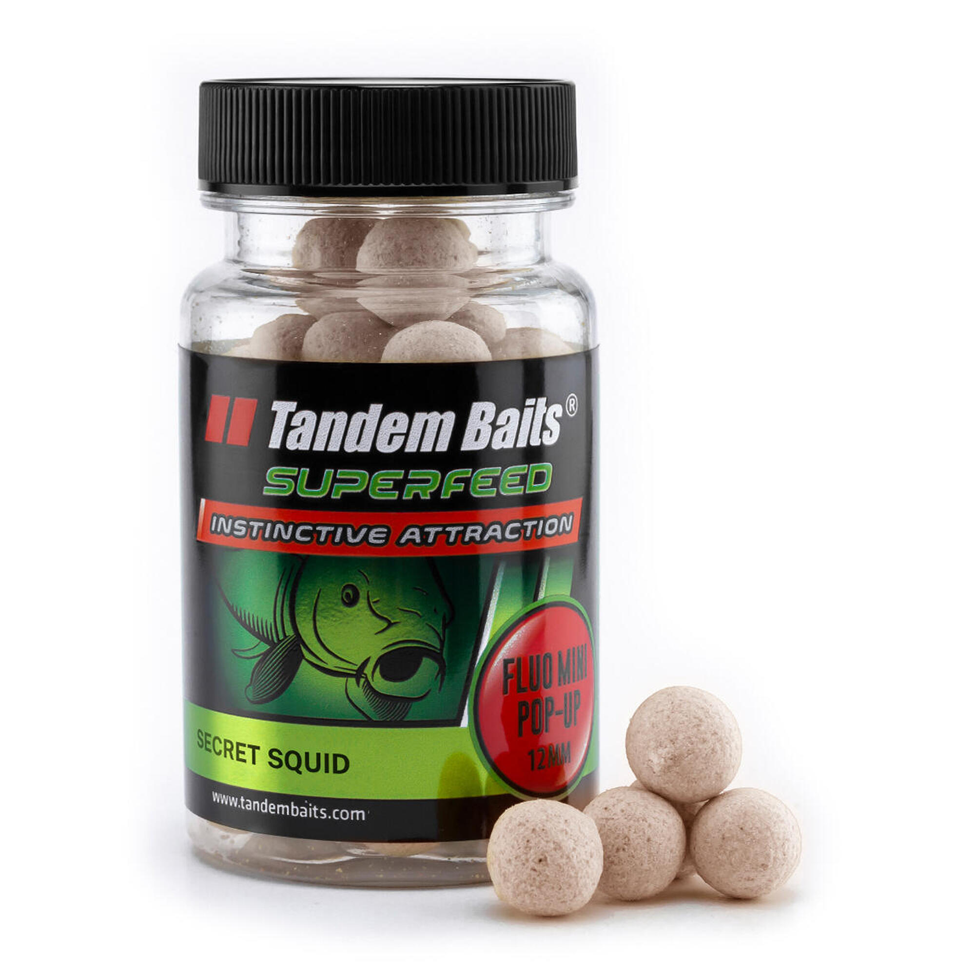 TANDEM BAITS Plovoucí boilies SuperFeed Fluo Mini Secret Squid 12mm 30g