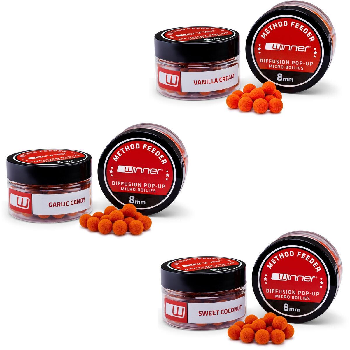 Przynęty do metody Diffusion Micro Boilies 8mm/20g Zestaw 3 sztuki Słodki Mix