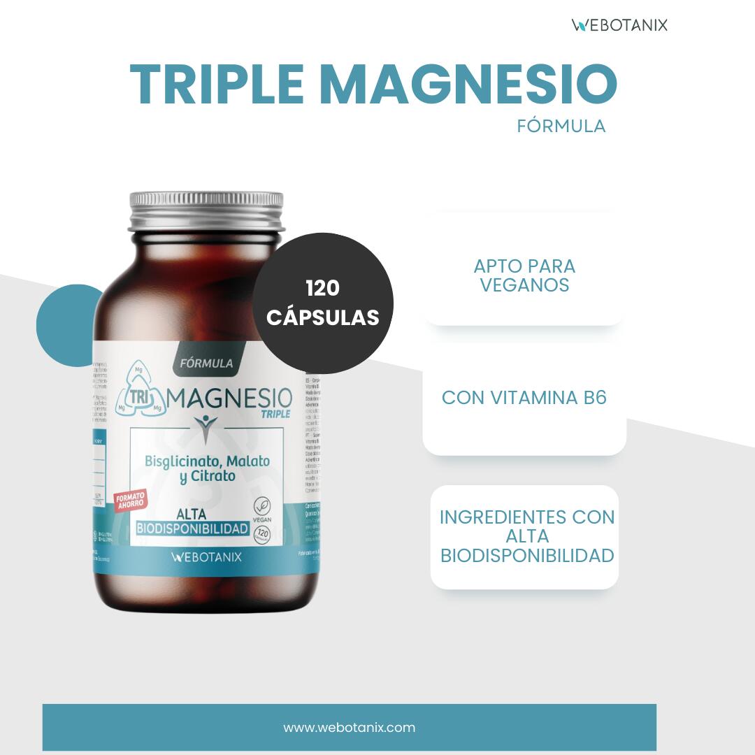 Fórmula Tripla de Magnésio com Bisglicinato de Magnésio Citrato B6 120 cápsulas 6/7