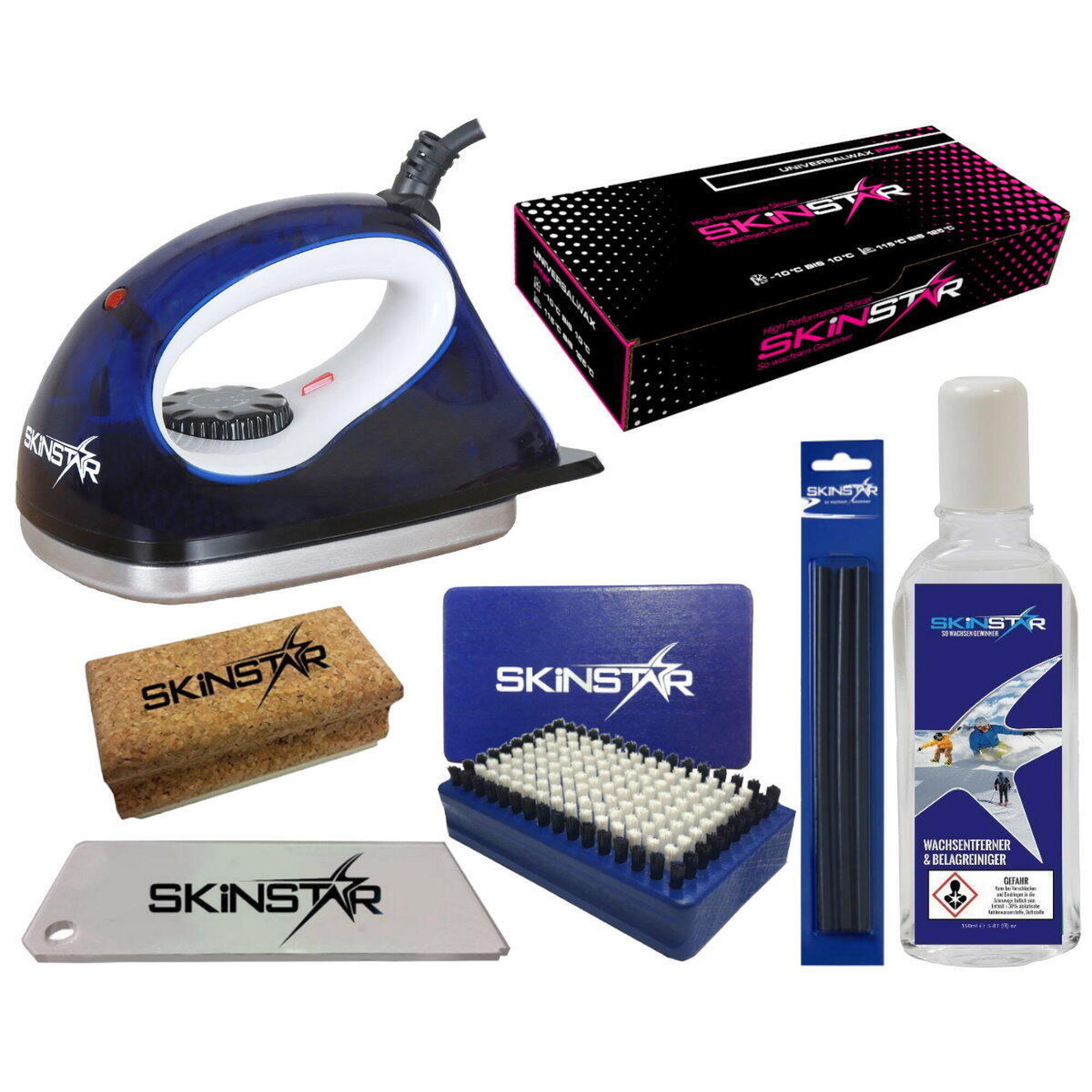 Skinstar - Kit Fartage Ski Fer Brosse Nettoyant Racloir Liège Cire & Réparation 7 Pcs - Fer À Farter - Bleu - No Size - Decathlon
