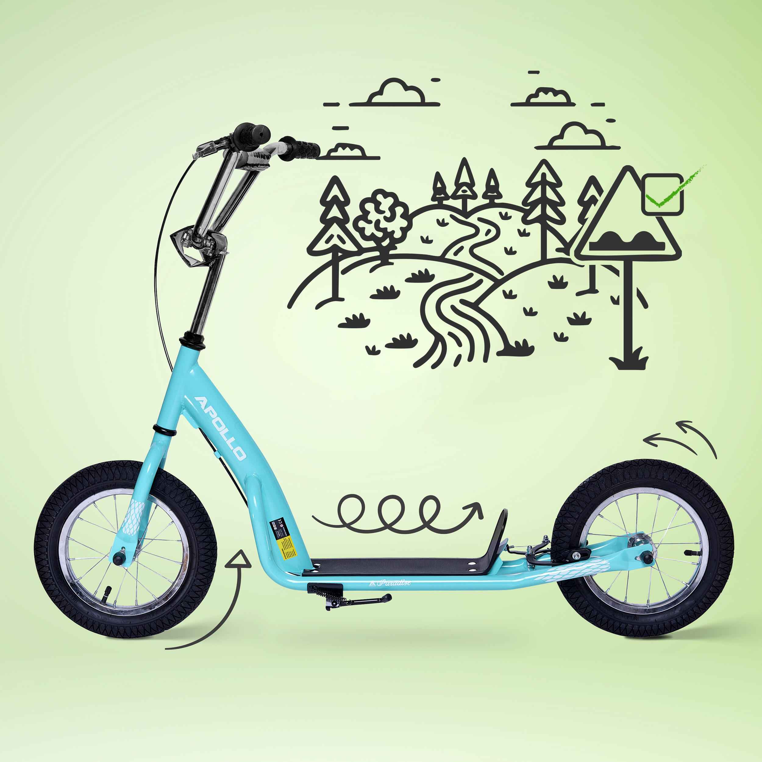 Trottinette Apollo Paradise Retro – 12,5" pneus à air pour enfants 3/7
