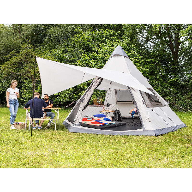 Tente Tipi Skandika Comanche 400 – 8 Personnes, Hauteur 2,5 M, Tapis De Sol Cousu, Imperméable 3000 Mm, Armature Acier