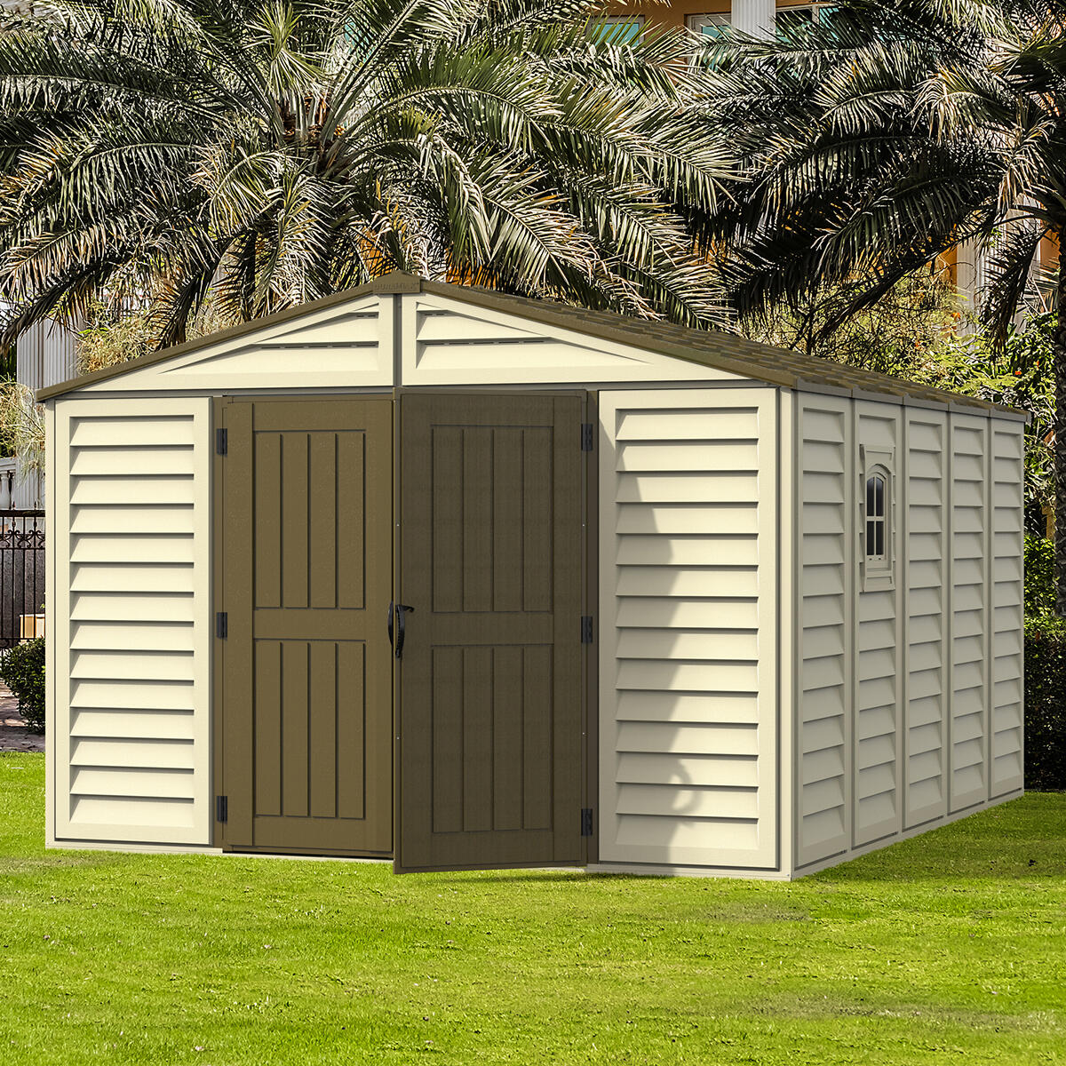Caseta jardín Woodbridge Plus 10.5×13 PVC beige/marrón 2/7
