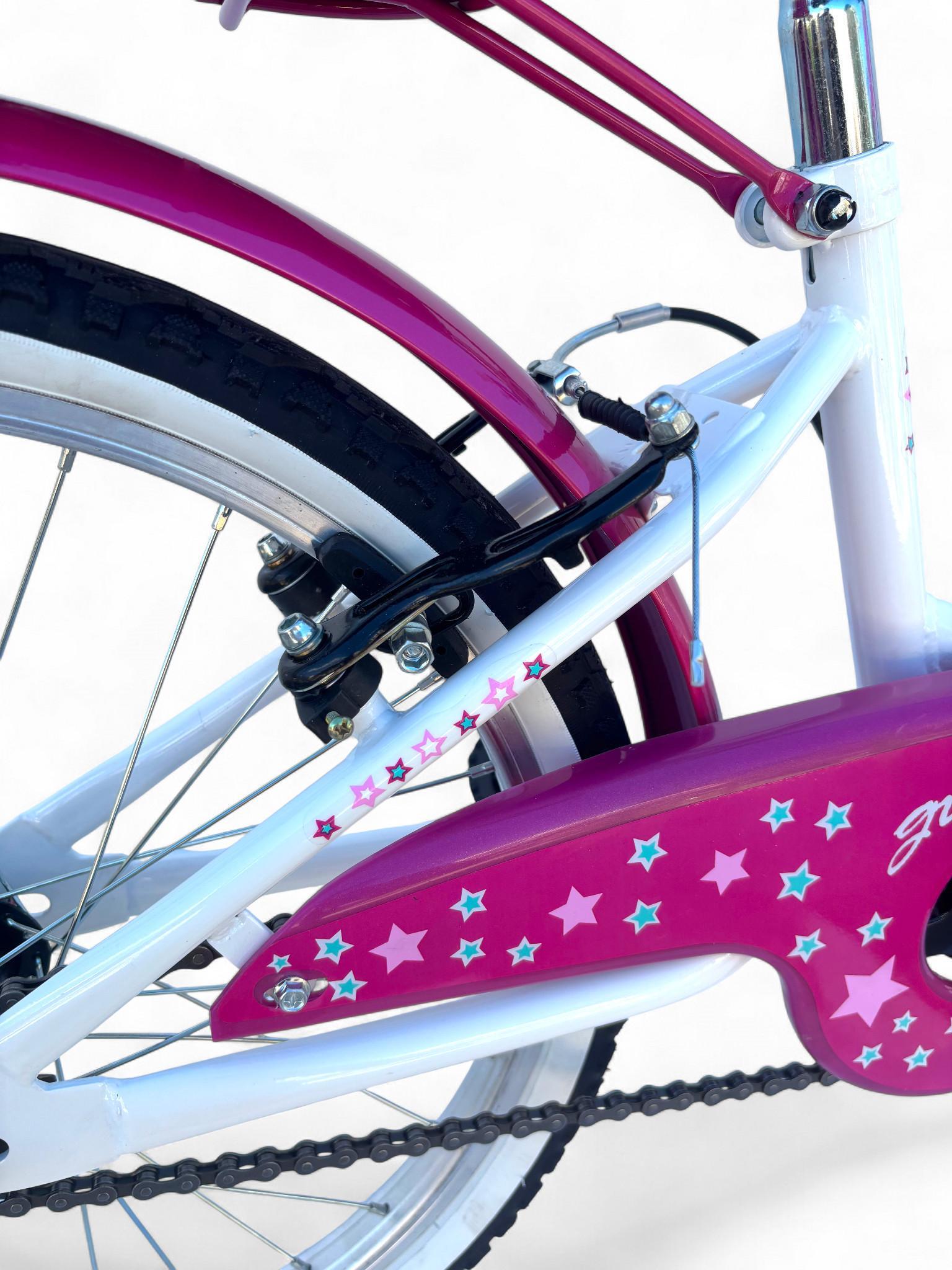 Bicicletta Bambina Da 6-8 Anni Bici 20" Con Cestino Bianca Rosa (1,20-1,35 M) 4/5