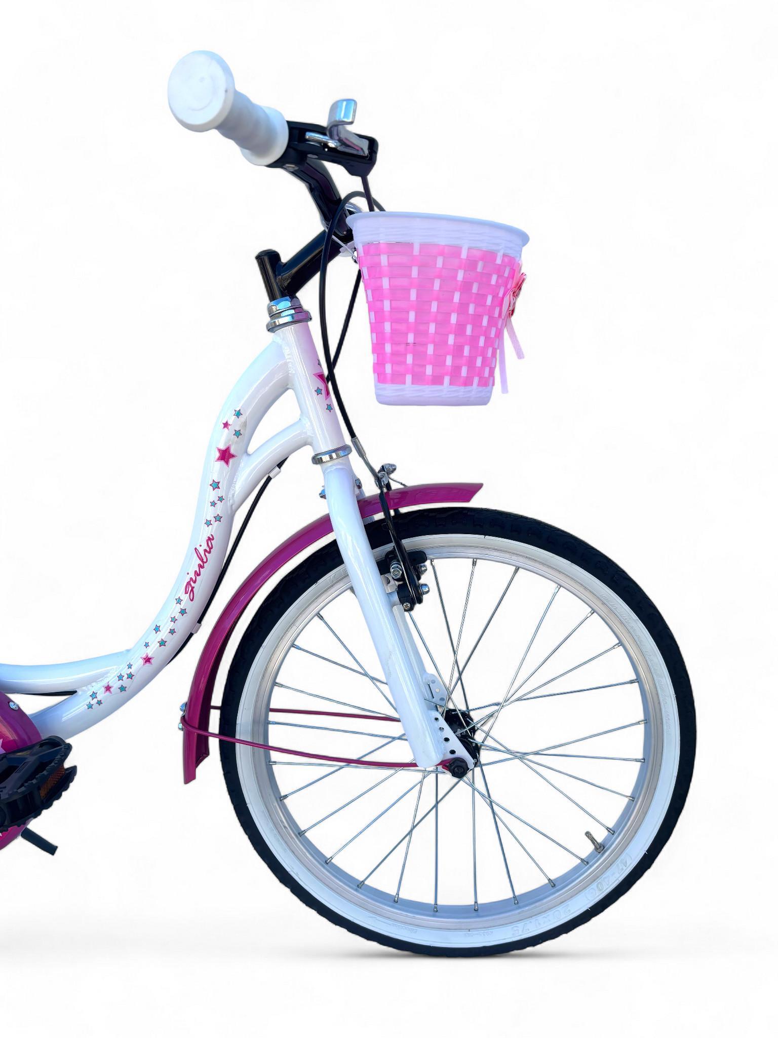 Bicicletta Bambina Da 6-8 Anni Bici 20" Con Cestino Bianca Rosa (1,20-1,35 M) 2/5