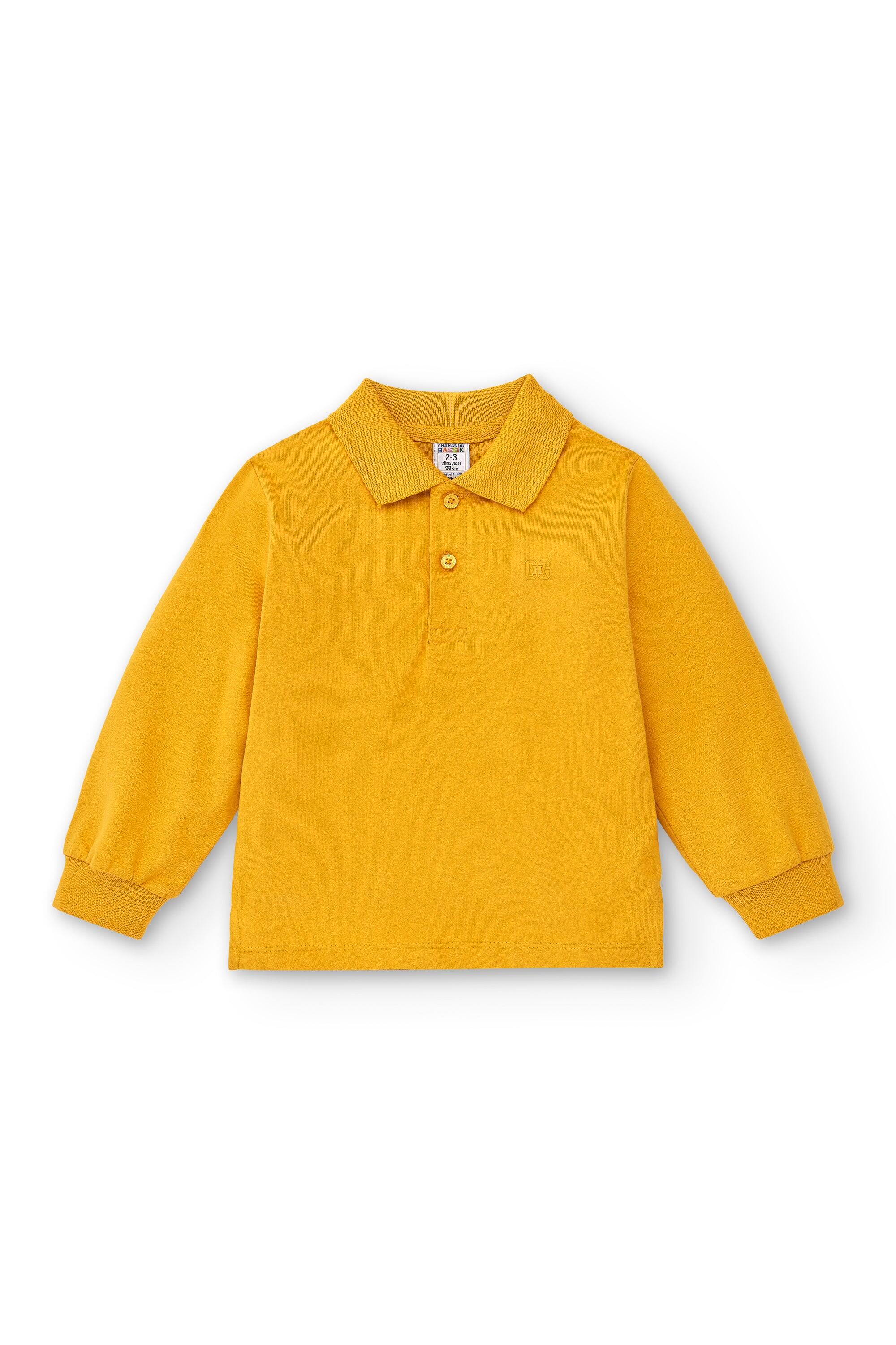 Camisa polo básica amarela de manga comprida para 2/3