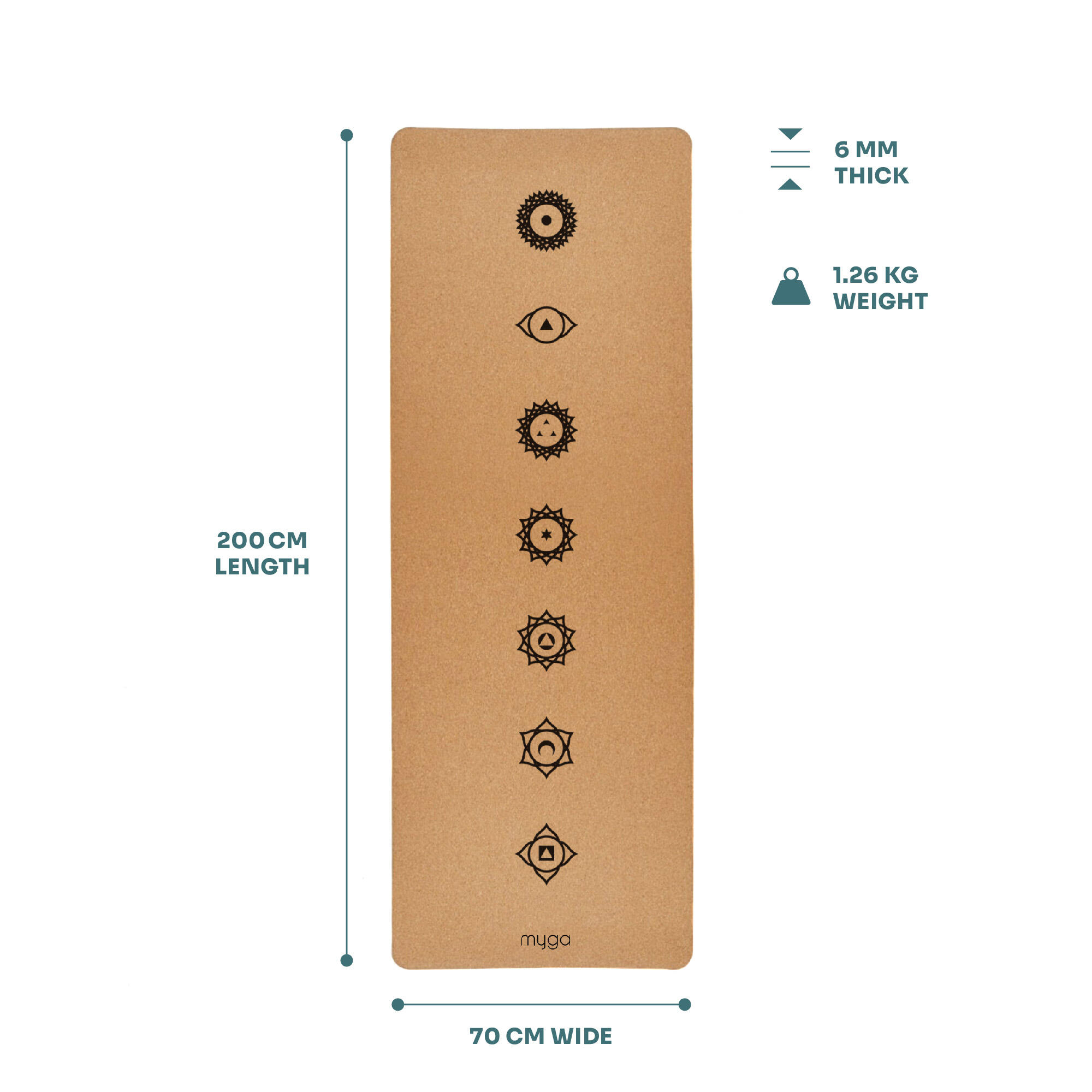 Tapis de Yoga Myga - Chakra 6mm XL Liege 6/7