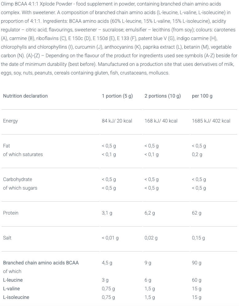 BCAA en poudre - BCAA 4:1:1 Xplode Powder - Poire 3/3