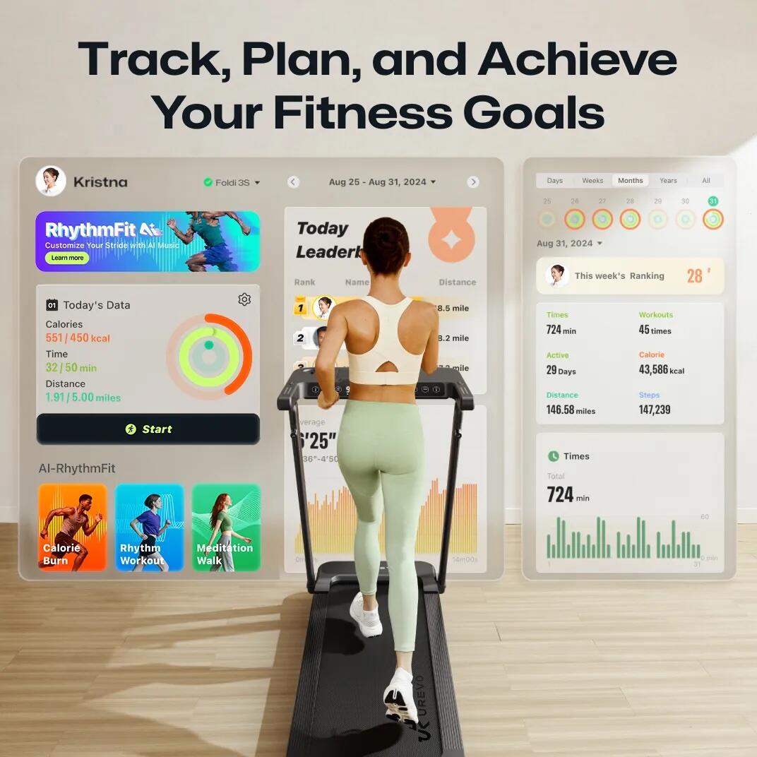 Foldable walking treadmill Foldi 3S with smart features & console 7/7