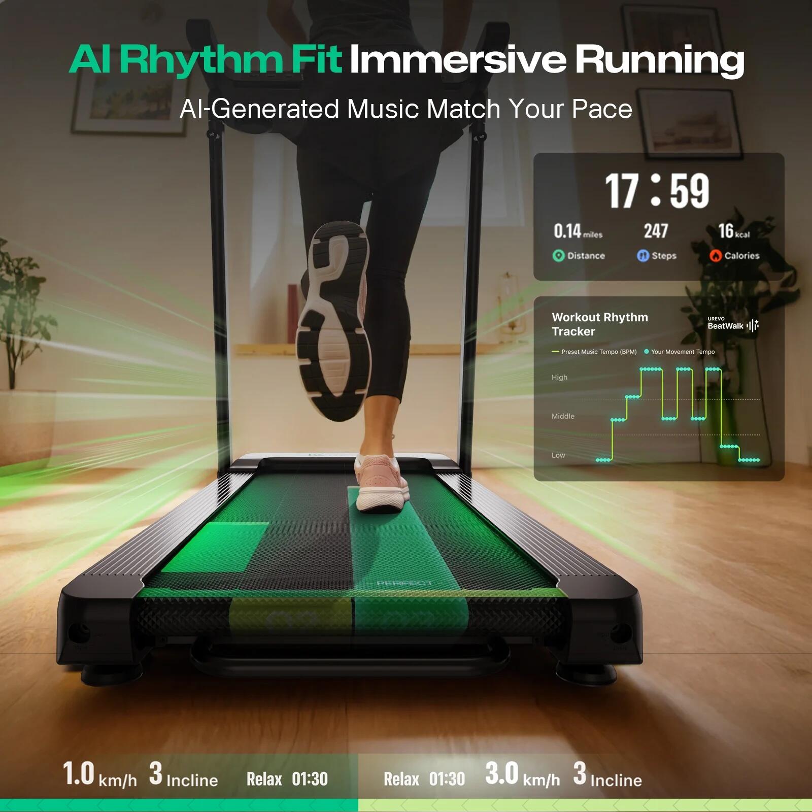 Foldable walking treadmill Foldi 3S with smart features & console 5/7