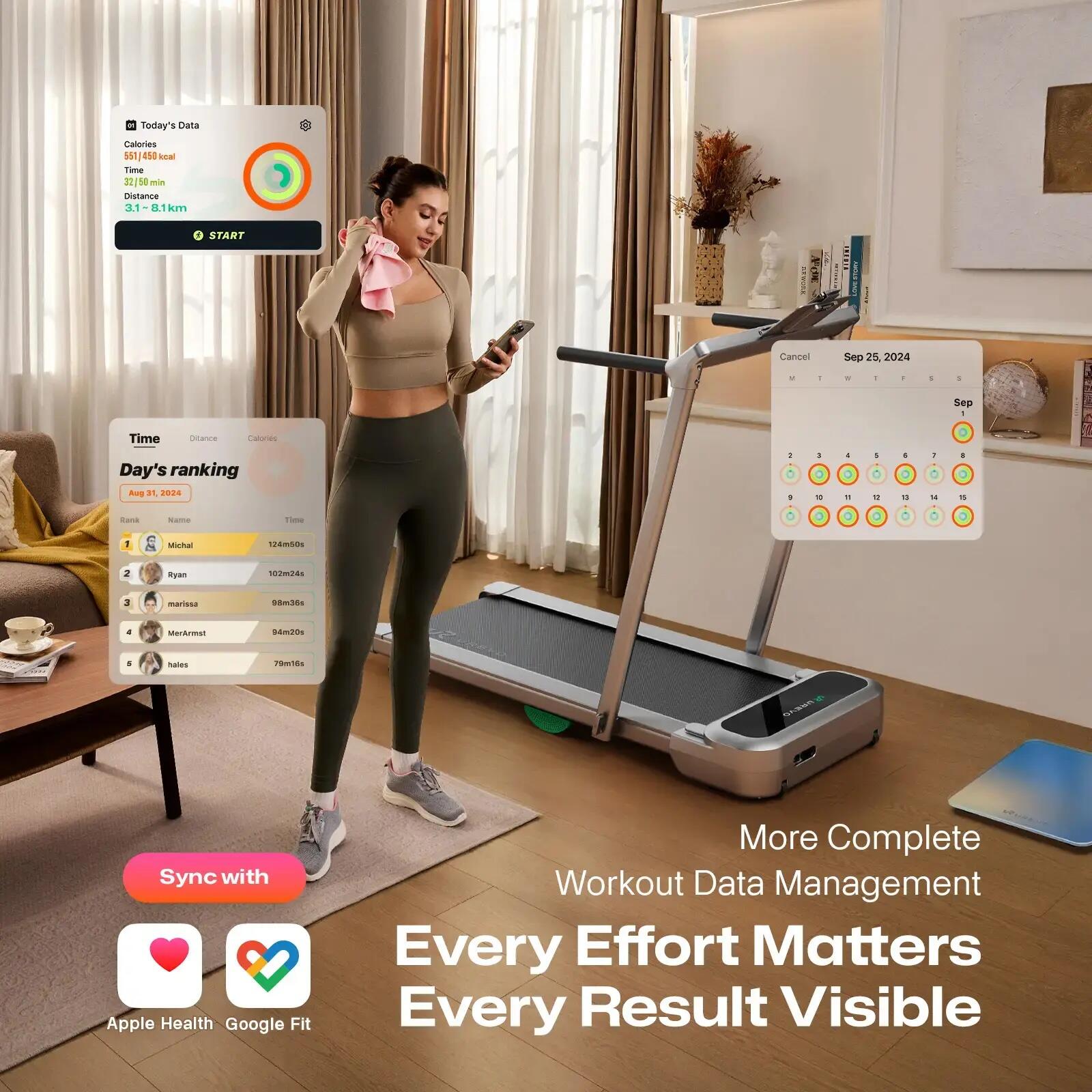 Klappbares 2-in-1 Laufband FoldiMix 5 Pro – ultraflach 4/7